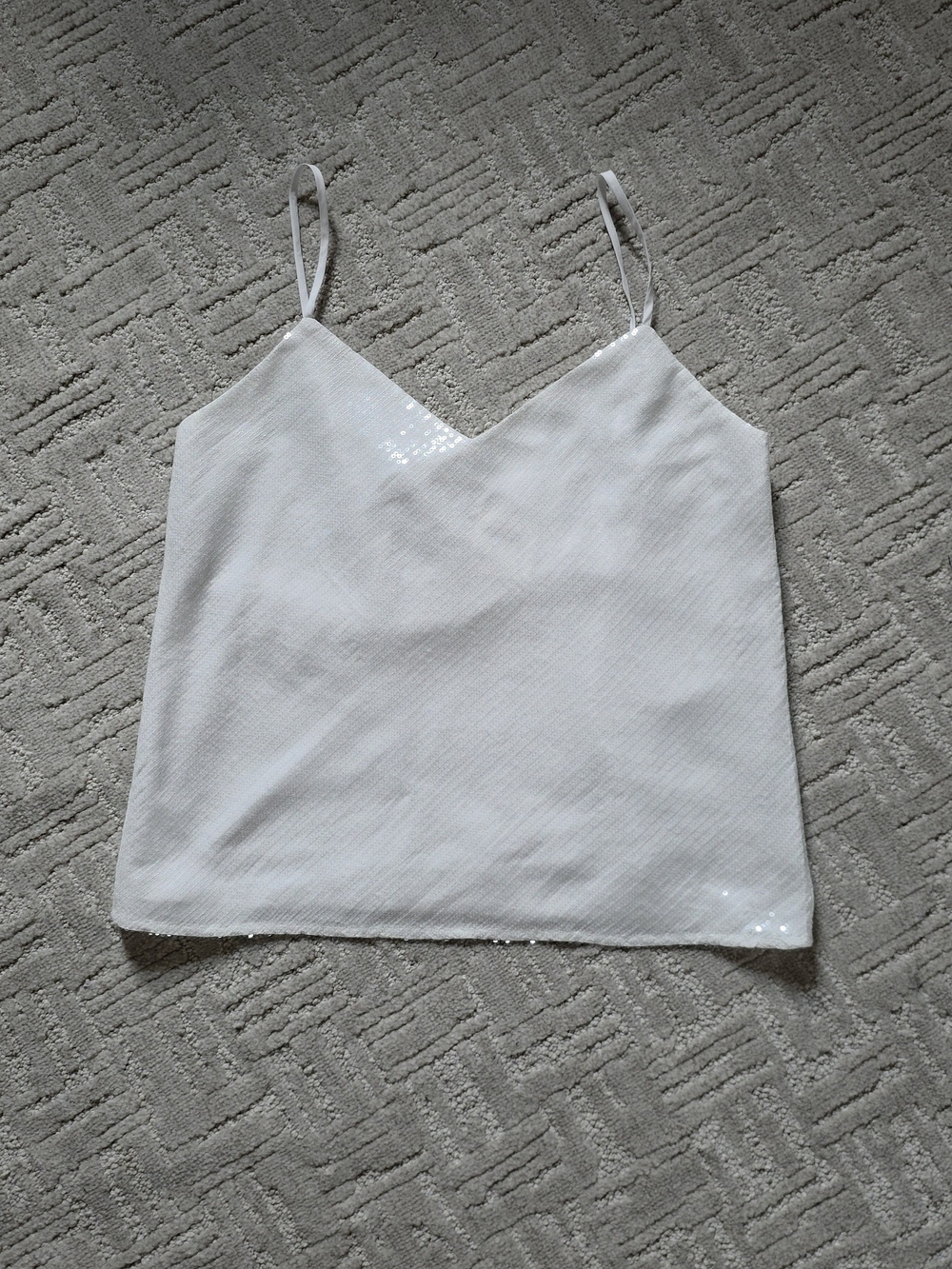 Club Monaco White Sequin V-Neck Camisole
